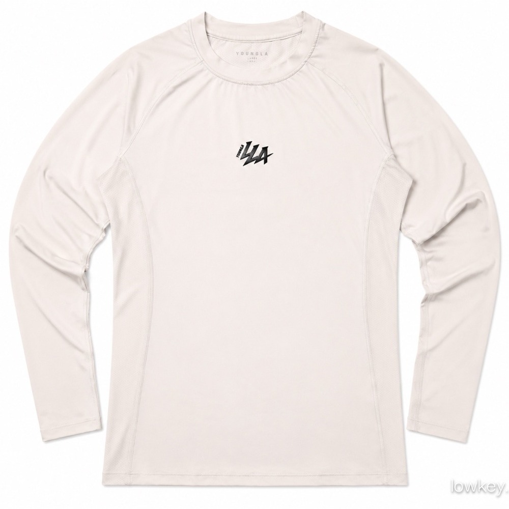 YoungLA Compression Long Sleeve Shirt Off White Mens Size Small Training Gym